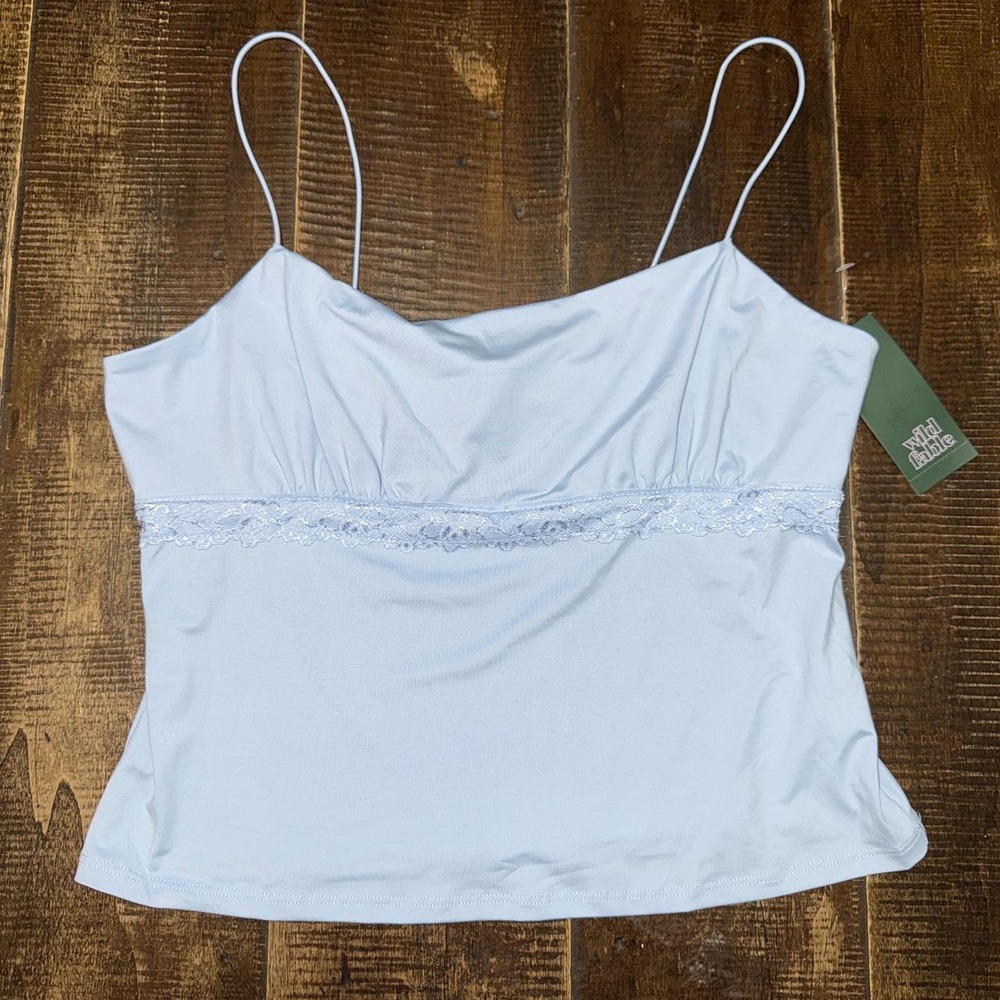 Wild Fable Light Blue Lace Trim Cami Top
